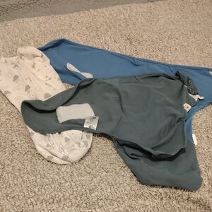 Cloud Island Whale and Cloud Swaddle Set in Blue and Gray